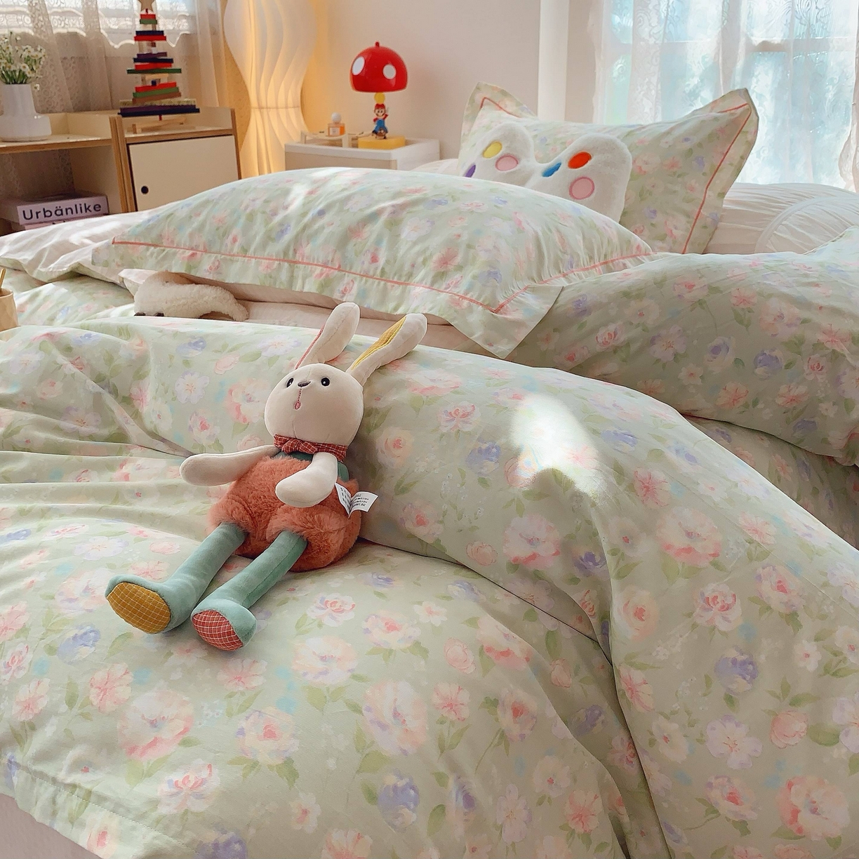 91家纺网 家纺一手货源 找家纺 莱豫家纺 2025新款小清新全棉纯棉四件套 小小花园