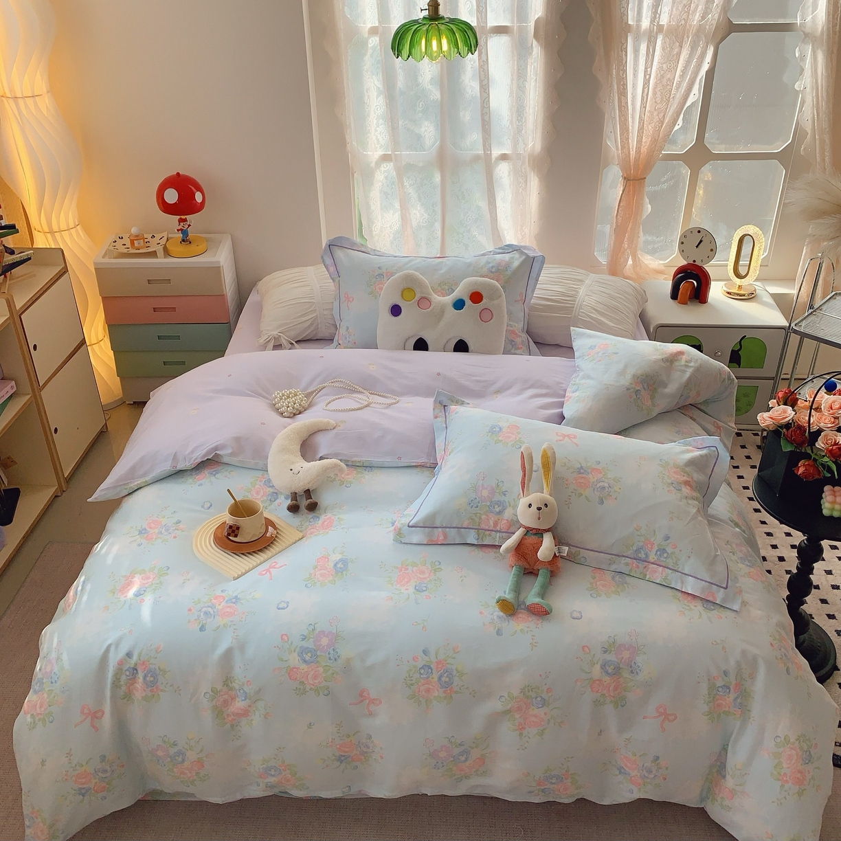 91家纺网 家纺一手货源 找家纺 莱豫家纺 2025新款小清新全棉纯棉四件套 春黛