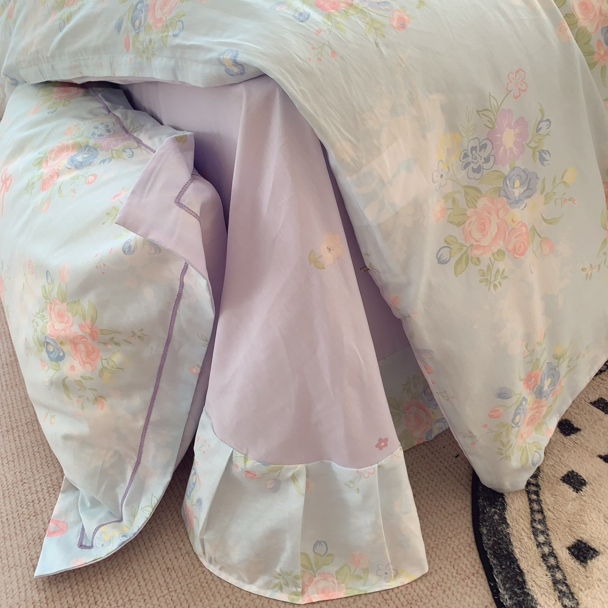 91家纺网 家纺一手货源 找家纺 莱豫家纺 2025新款小清新全棉纯棉四件套 春黛