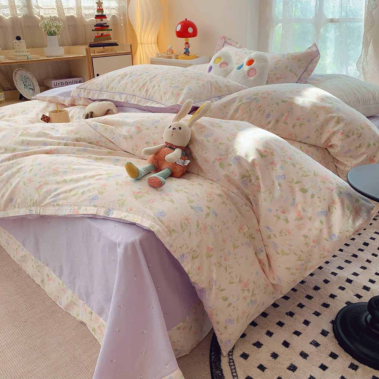 91家纺网 家纺一手货源 找家纺 莱豫家纺 2025新款小清新全棉纯棉四件套 甜橘