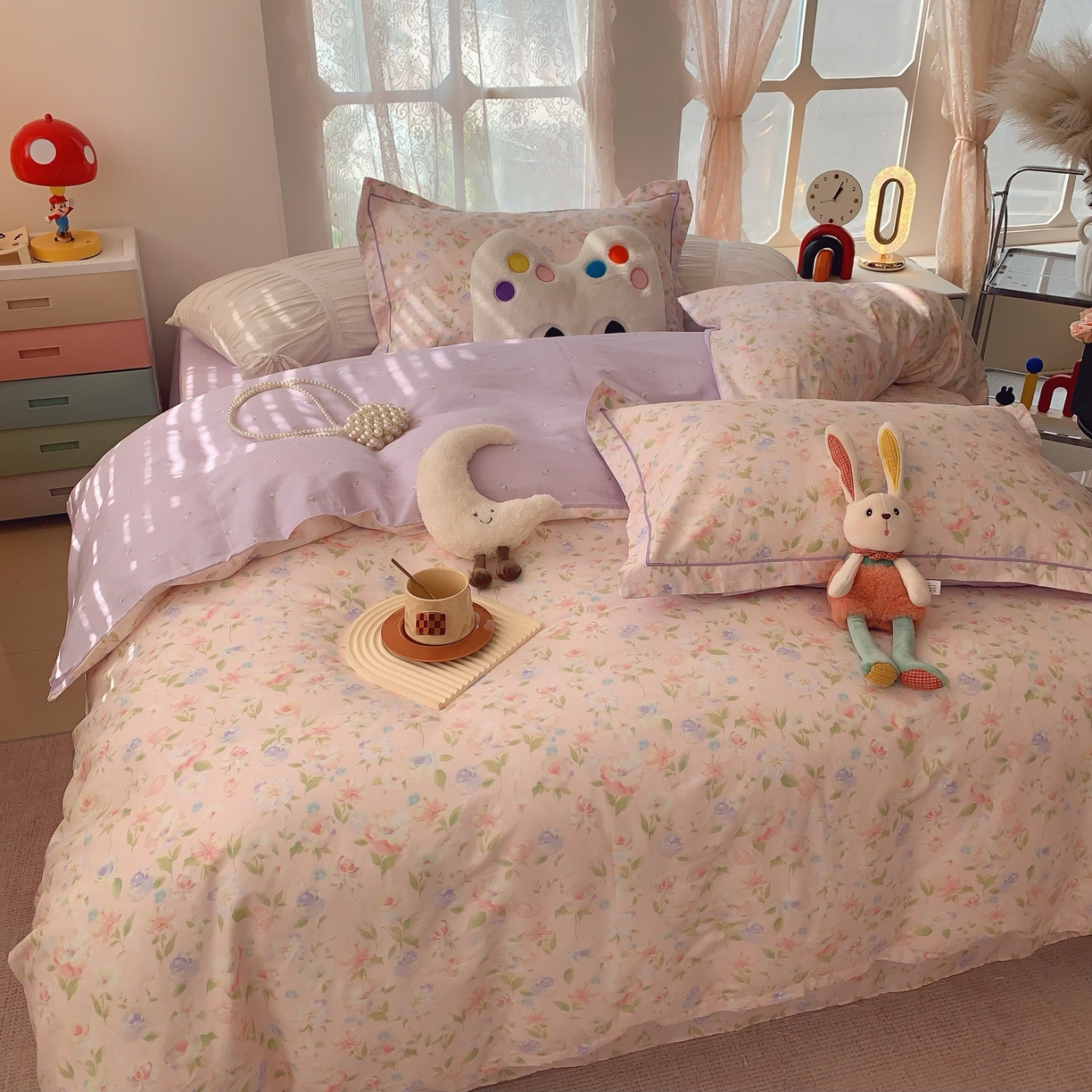 91家纺网 家纺一手货源 找家纺 莱豫家纺 2025新款小清新全棉纯棉四件套 甜橘