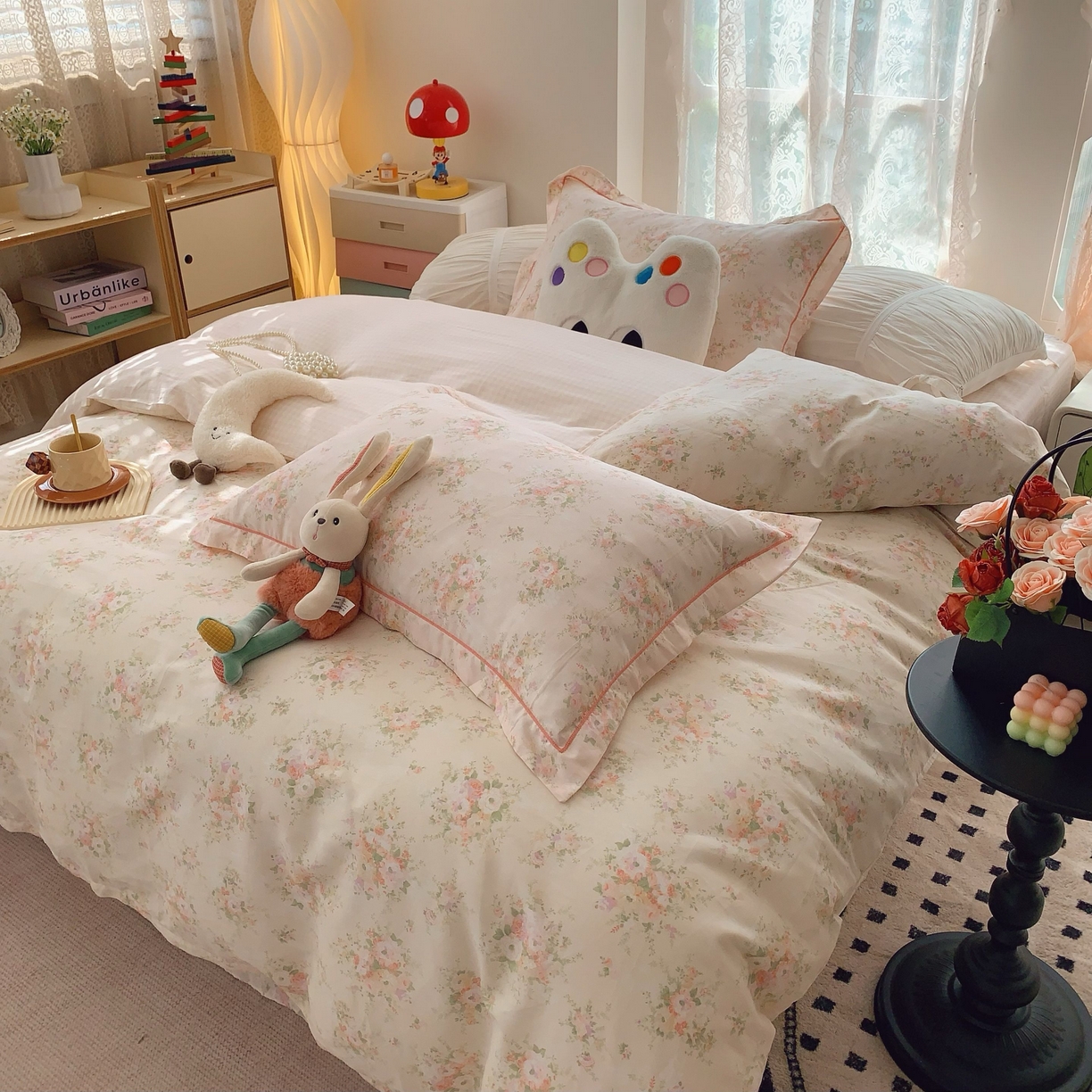 91家纺网 家纺一手货源 找家纺 莱豫家纺 2025新款小清新全棉纯棉四件套 锦绣米