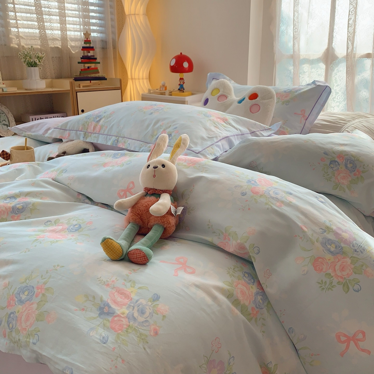 91家纺网 家纺一手货源 找家纺 莱豫家纺 2025新款小清新全棉纯棉四件套 春黛