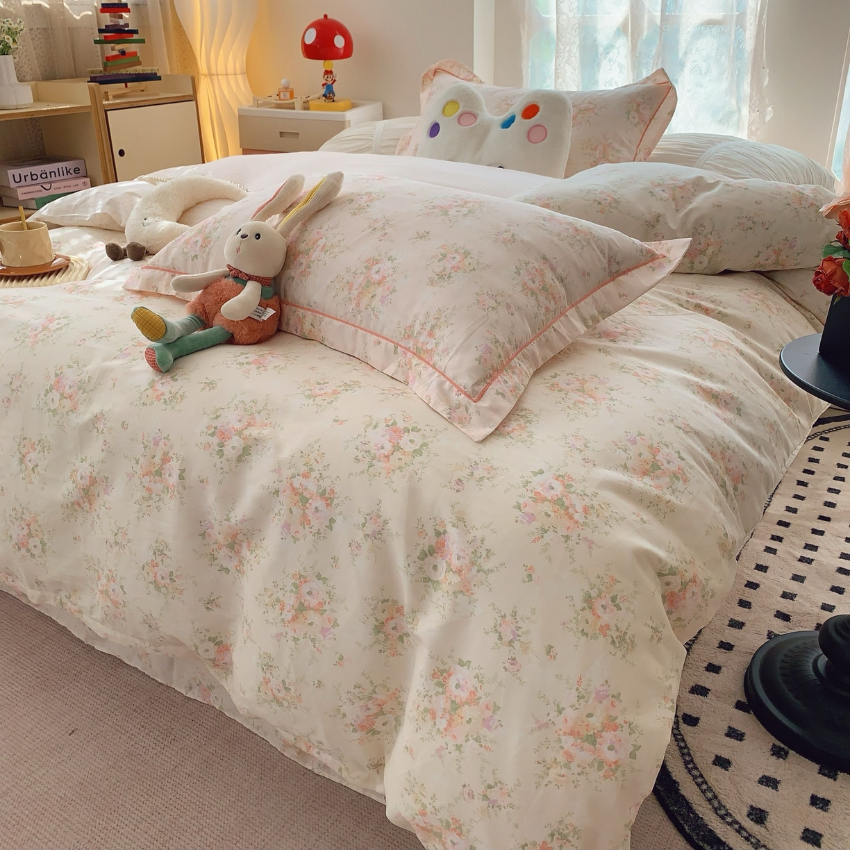 91家纺网 家纺一手货源 找家纺 莱豫家纺 2025新款小清新全棉纯棉四件套 锦绣米