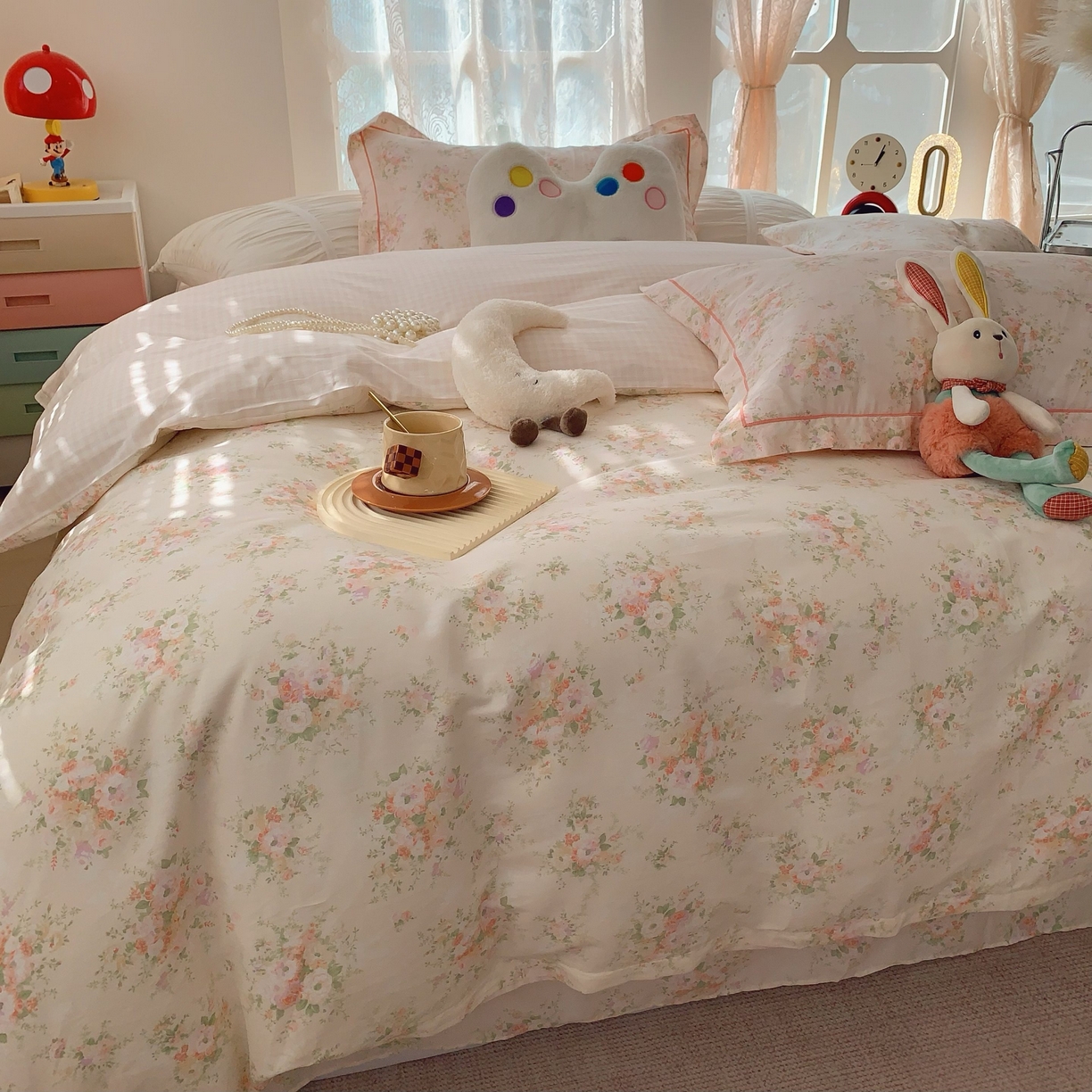 91家纺网 家纺一手货源 找家纺 莱豫家纺 2025新款小清新全棉纯棉四件套 锦绣米