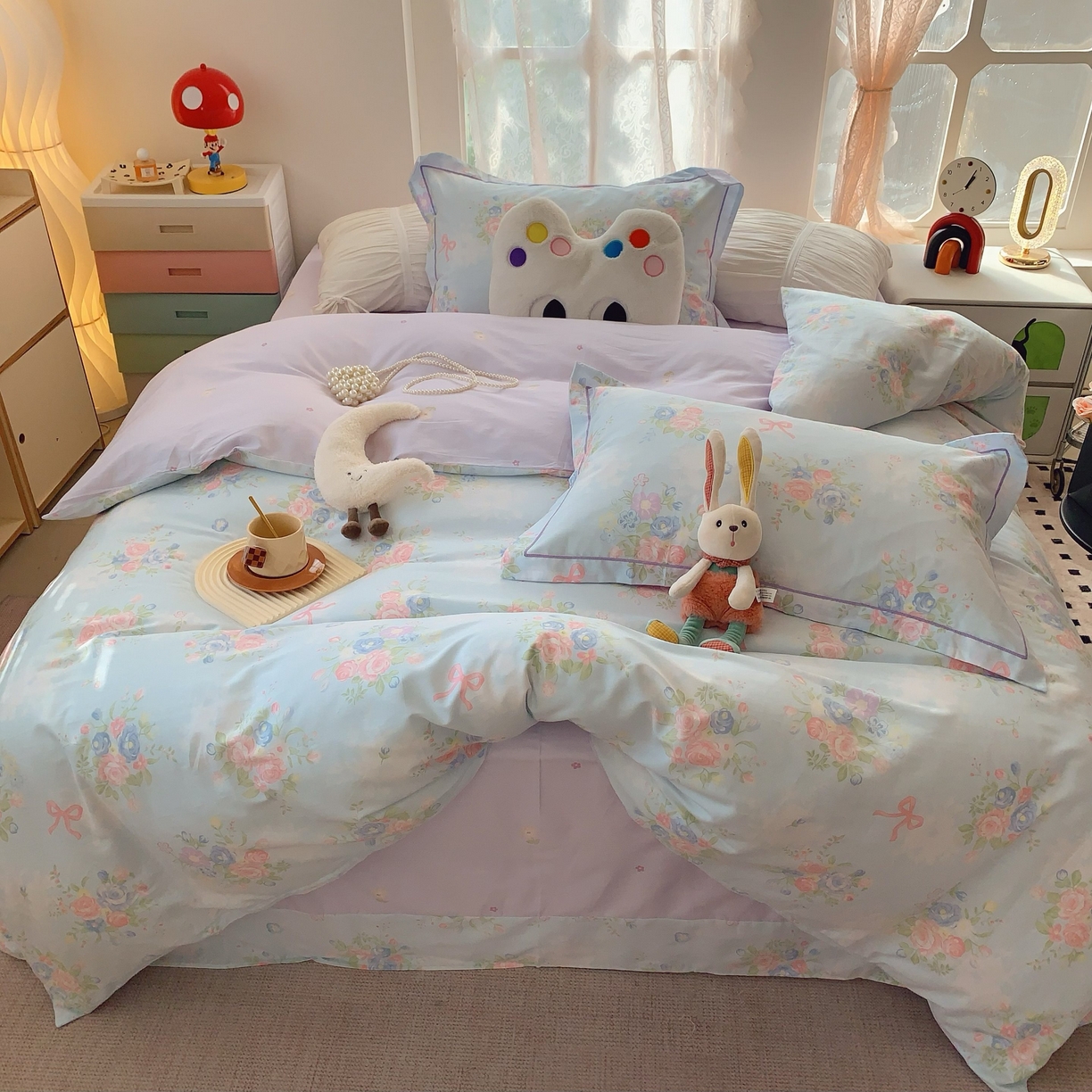 91家纺网 家纺一手货源 找家纺 莱豫家纺 2025新款小清新全棉纯棉四件套 春黛