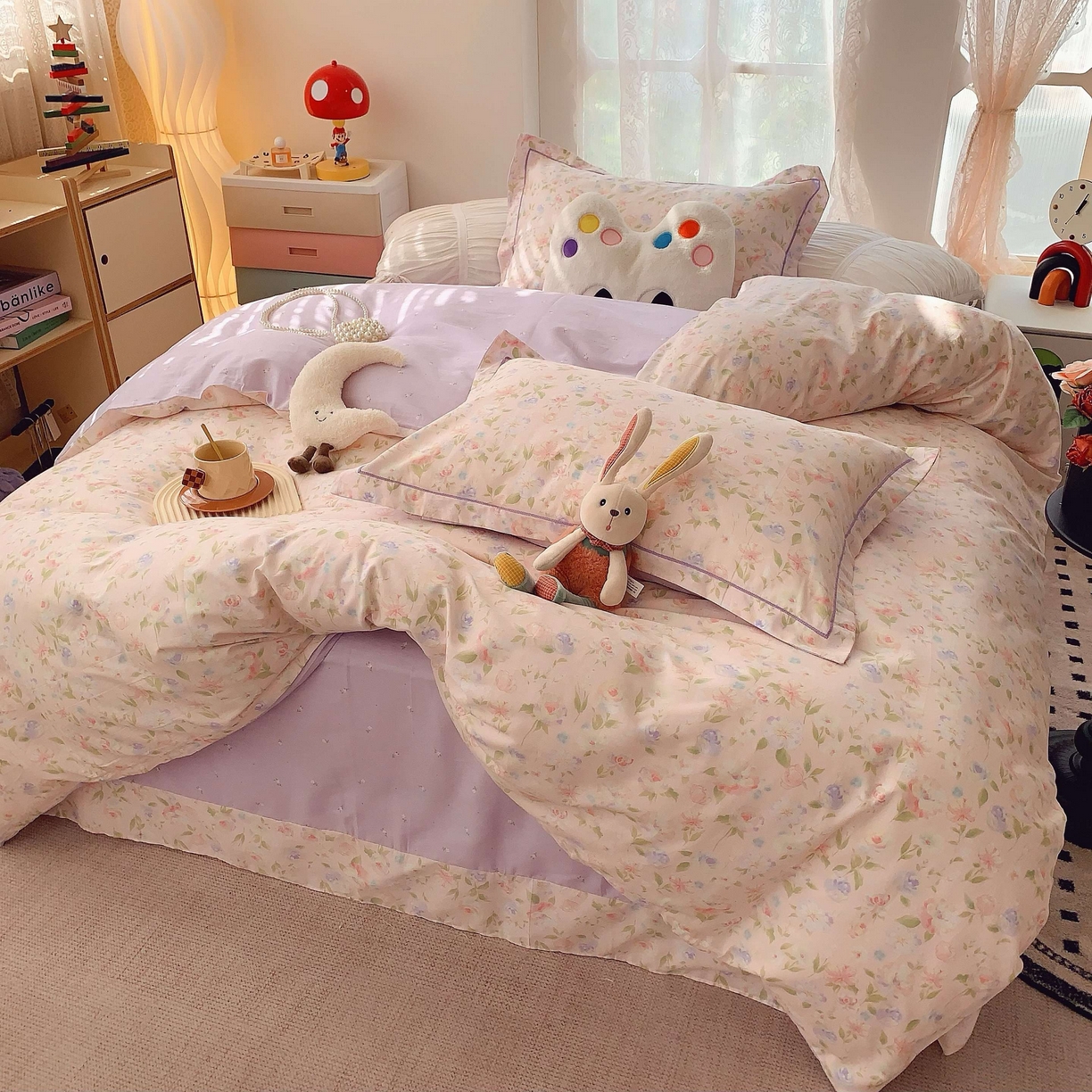 91家纺网 家纺一手货源 找家纺 莱豫家纺 2025新款小清新全棉纯棉四件套 甜橘