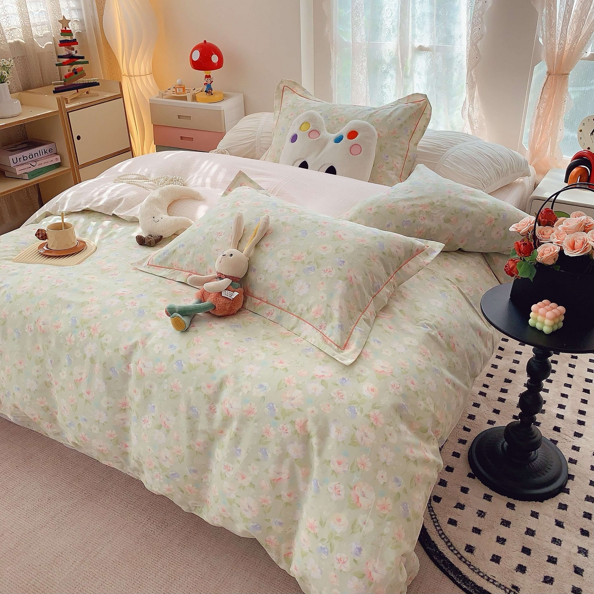 91家纺网 家纺一手货源 找家纺 莱豫家纺 2025新款小清新全棉纯棉四件套 小小花园