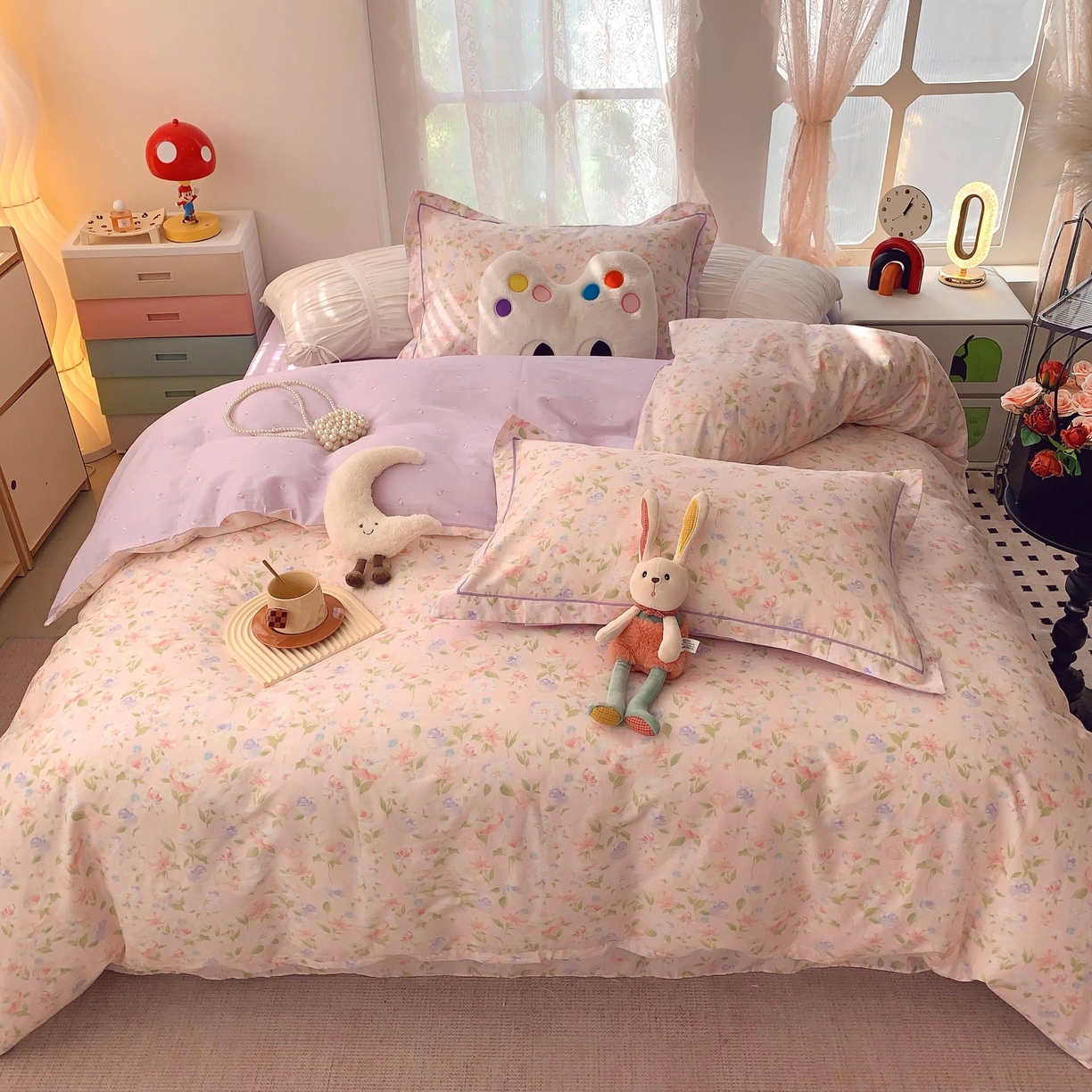 91家纺网 家纺一手货源 找家纺 莱豫家纺 2025新款小清新全棉纯棉四件套 甜橘