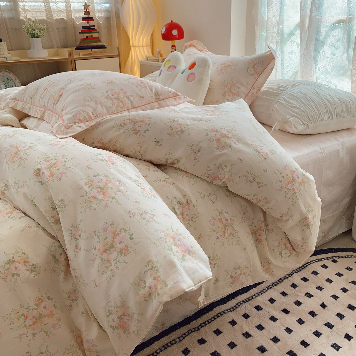 91家纺网 家纺一手货源 找家纺 莱豫家纺 2025新款小清新全棉纯棉四件套 锦绣米