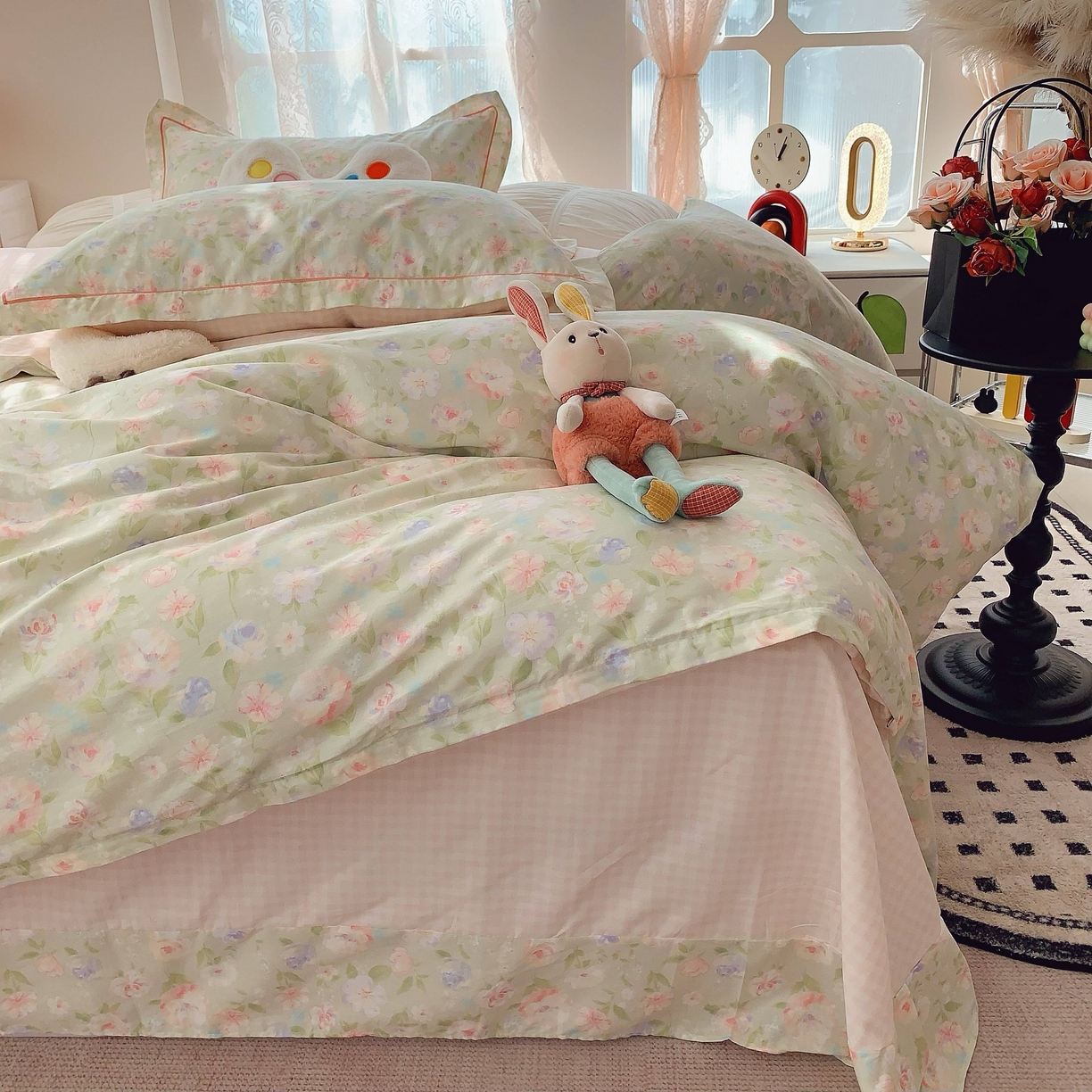 91家纺网 家纺一手货源 找家纺 莱豫家纺 2025新款小清新全棉纯棉四件套 小小花园