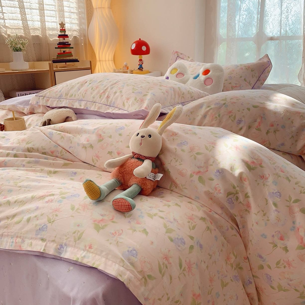 91家纺网 家纺一手货源 找家纺 莱豫家纺 2025新款小清新全棉纯棉四件套 甜橘