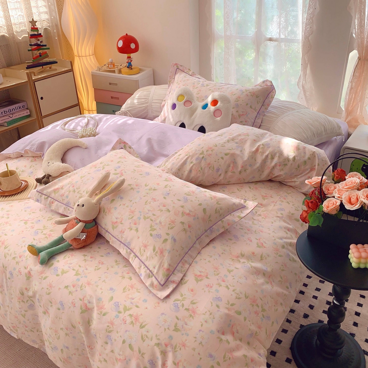 91家纺网 家纺一手货源 找家纺 莱豫家纺 2025新款小清新全棉纯棉四件套 甜橘