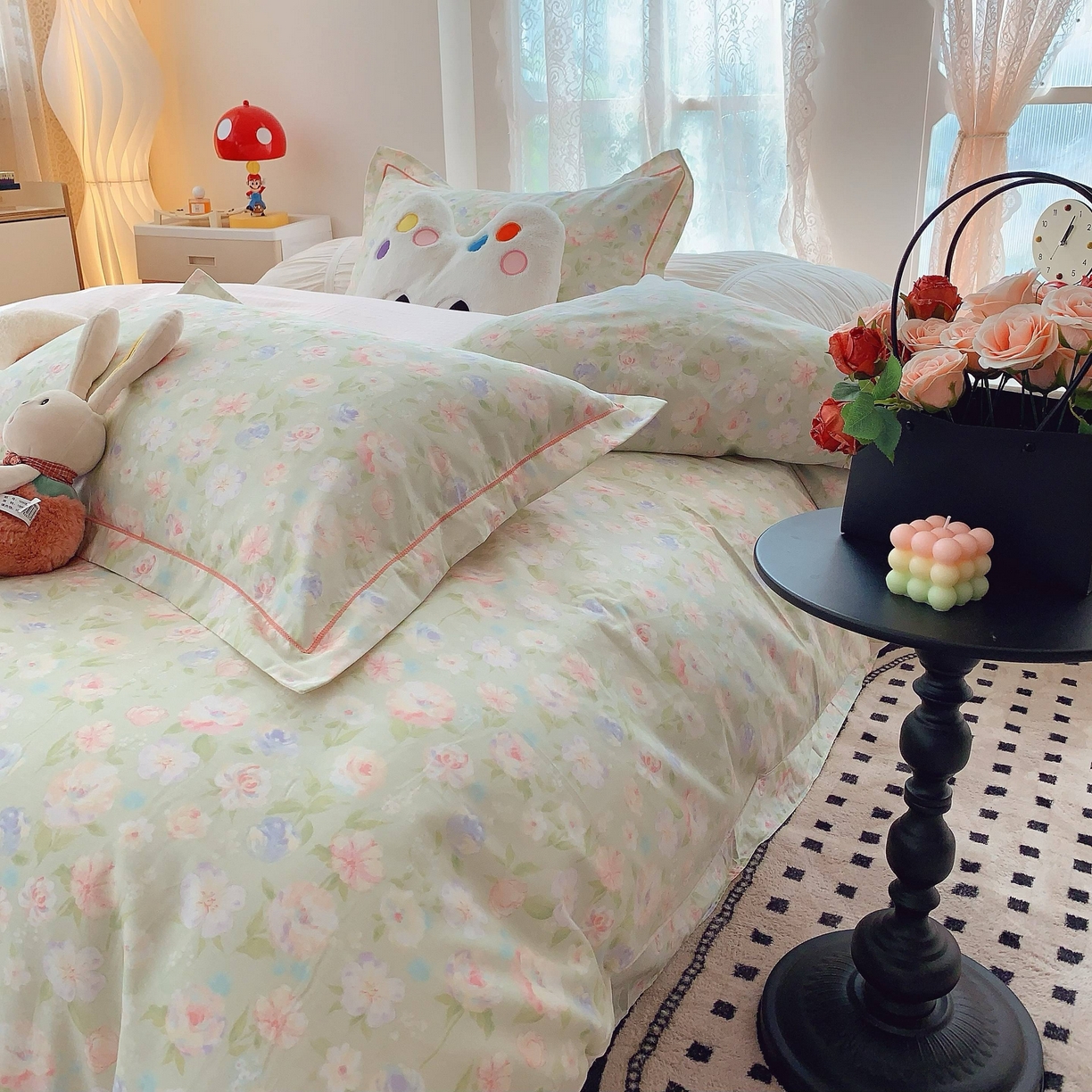 91家纺网 家纺一手货源 找家纺 莱豫家纺 2025新款小清新全棉纯棉四件套 小小花园