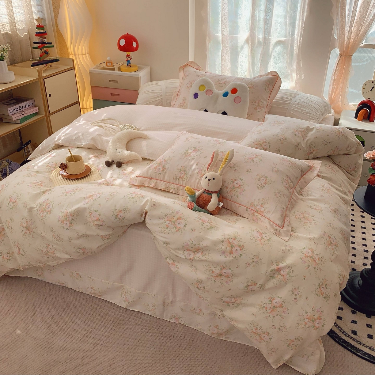 91家纺网 家纺一手货源 找家纺 莱豫家纺 2025新款小清新全棉纯棉四件套 锦绣米