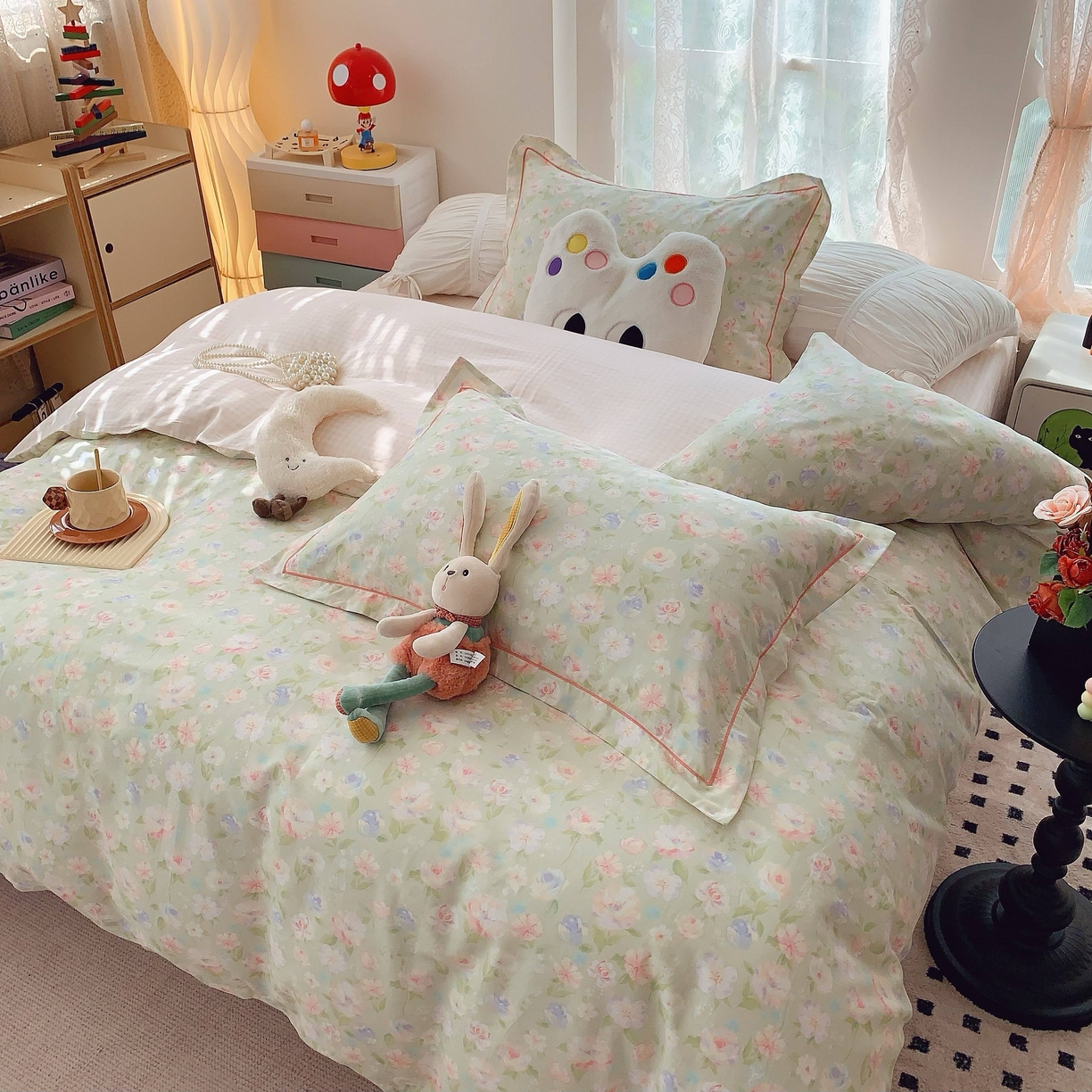 91家纺网 家纺一手货源 找家纺 莱豫家纺 2025新款小清新全棉纯棉四件套 小小花园