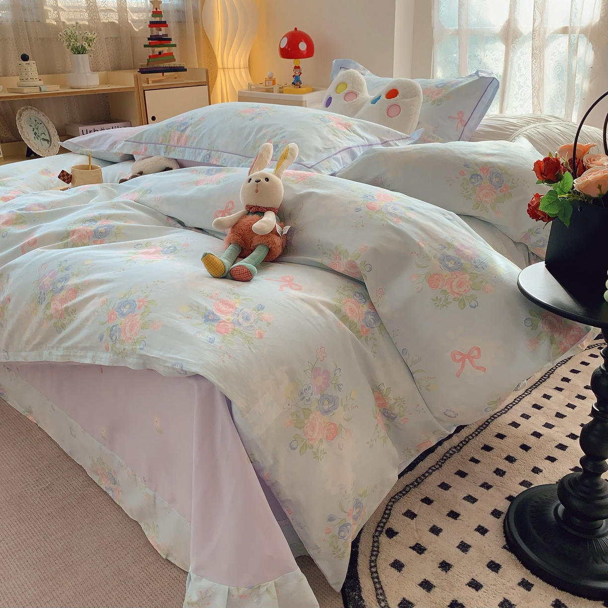 91家纺网 家纺一手货源 找家纺 莱豫家纺 2025新款小清新全棉纯棉四件套 春黛