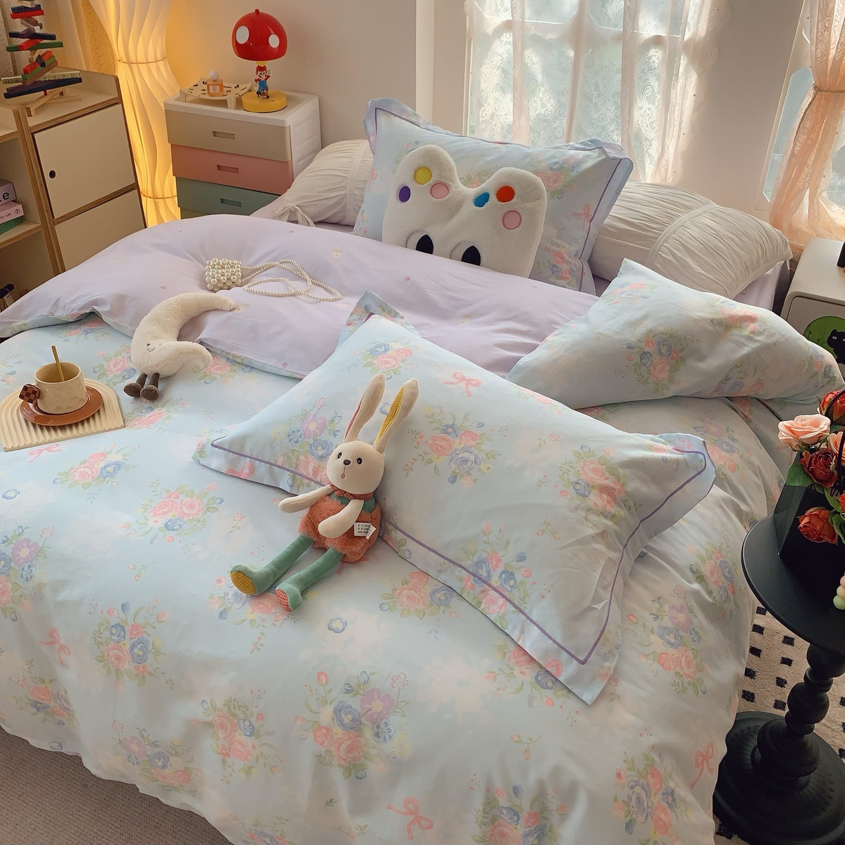 91家纺网 家纺一手货源 找家纺 莱豫家纺 2025新款小清新全棉纯棉四件套 春黛