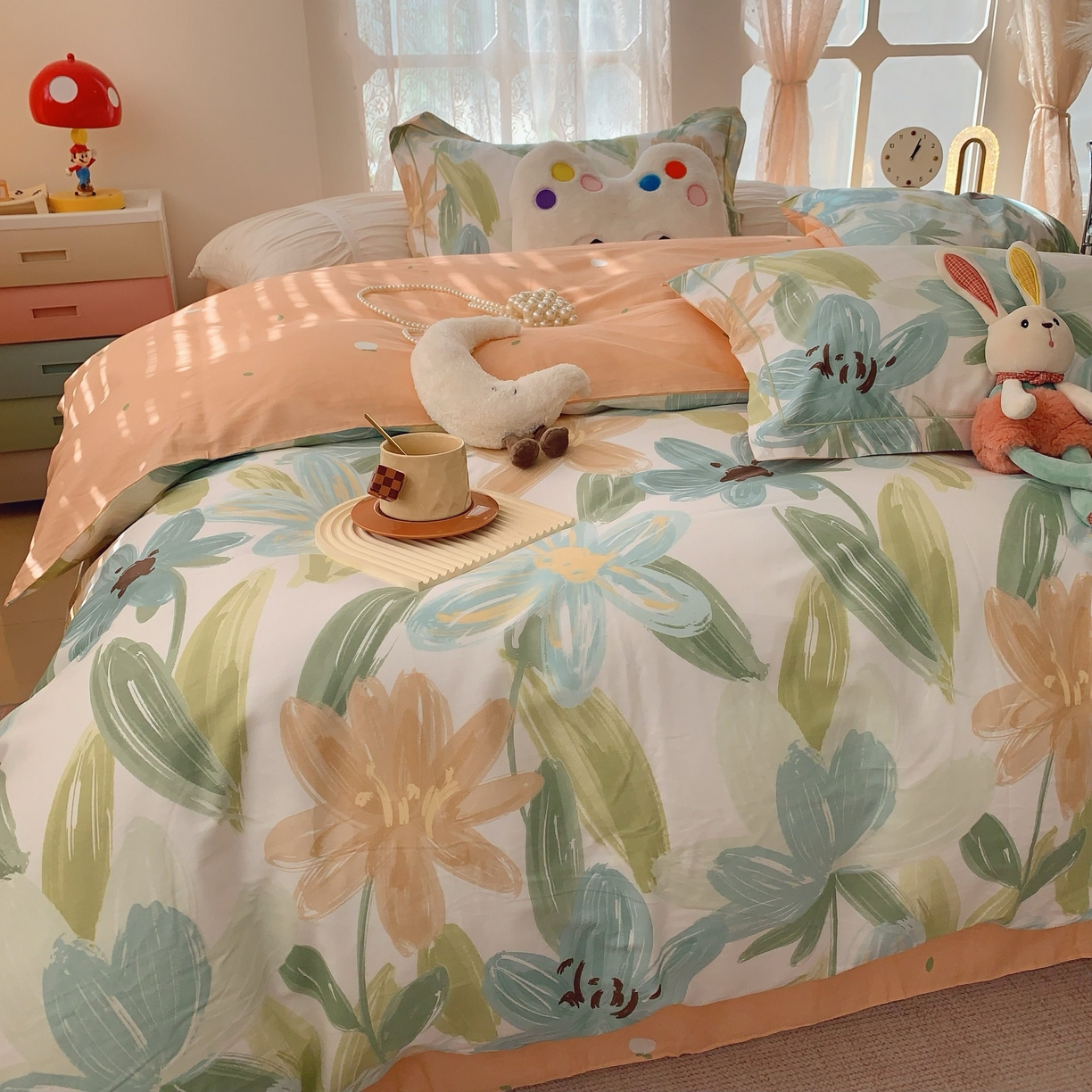 91家纺网 家纺一手货源 找家纺 莱豫家纺 2025新款小清新全棉纯棉四件套 雅蔓