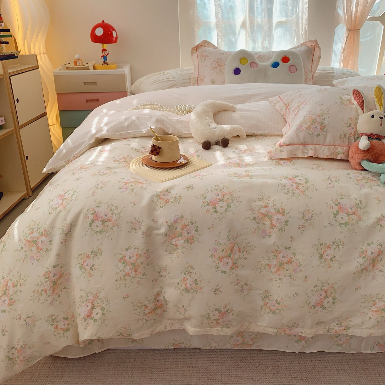 91家纺网 家纺一手货源 找家纺 莱豫家纺 2025新款小清新全棉纯棉四件套 锦绣米