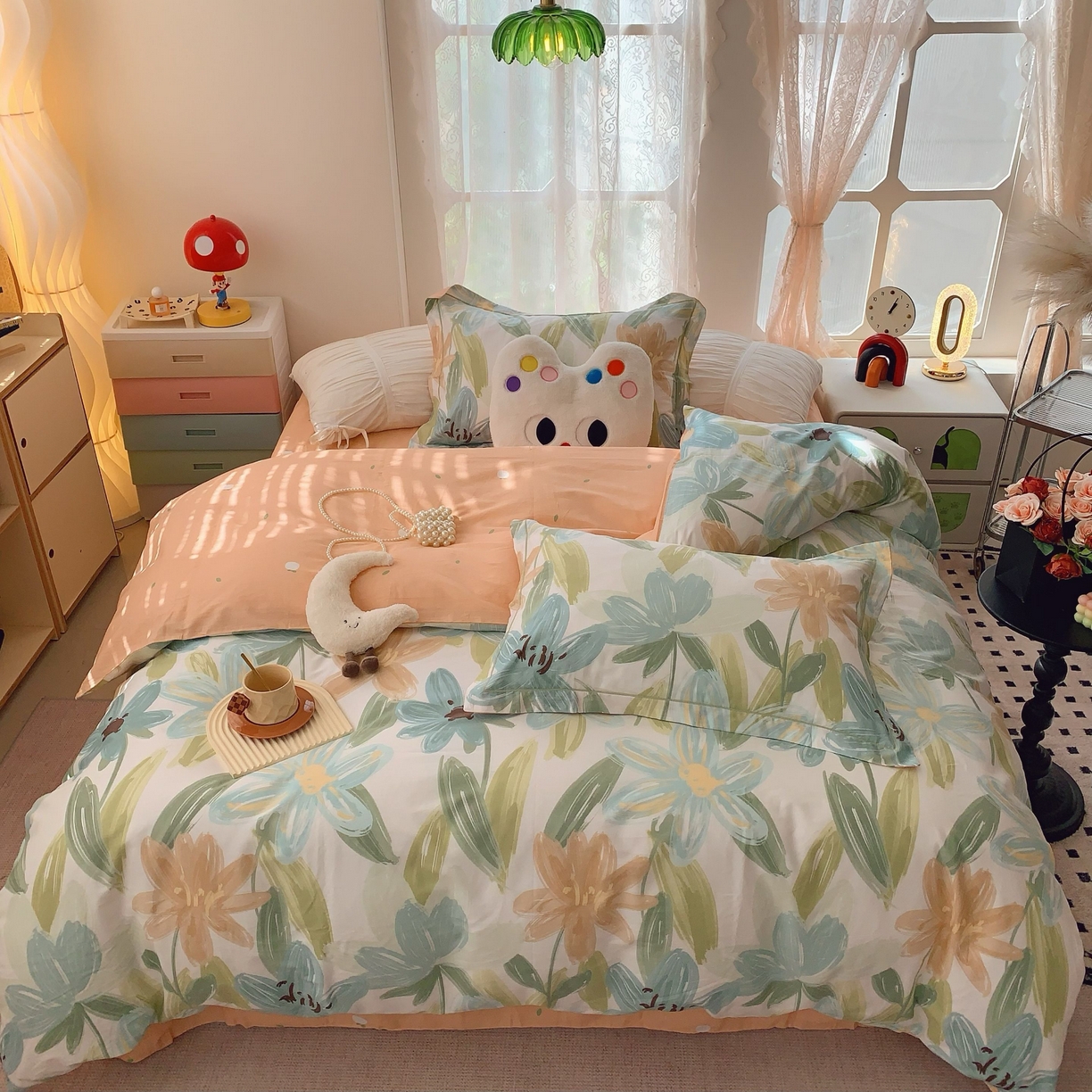 91家纺网 家纺一手货源 找家纺 莱豫家纺 2025新款小清新全棉纯棉四件套 雅蔓