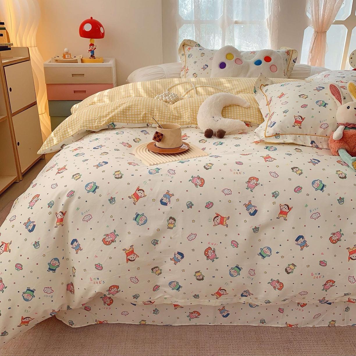 91家纺网 家纺一手货源 找家纺 莱豫家纺 2025新款小清新全棉纯棉四件套 童年