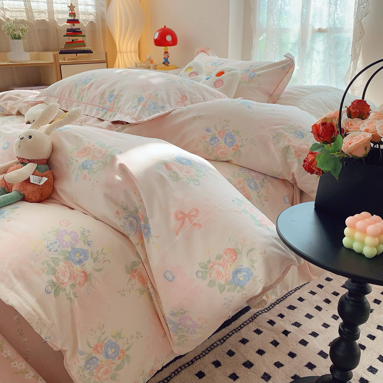 91家纺网 家纺一手货源 找家纺 莱豫家纺 2025新款小清新全棉纯棉四件套 白薇