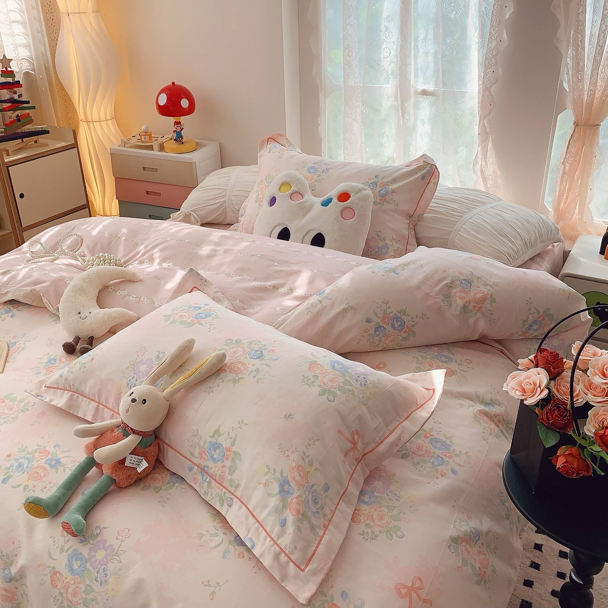 91家纺网 家纺一手货源 找家纺 莱豫家纺 2025新款小清新全棉纯棉四件套 白薇