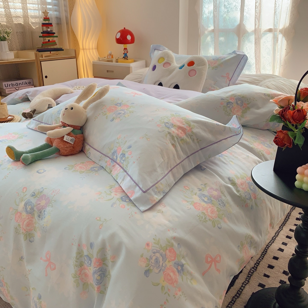 91家纺网 家纺一手货源 找家纺 莱豫家纺 2025新款小清新全棉纯棉四件套 春黛