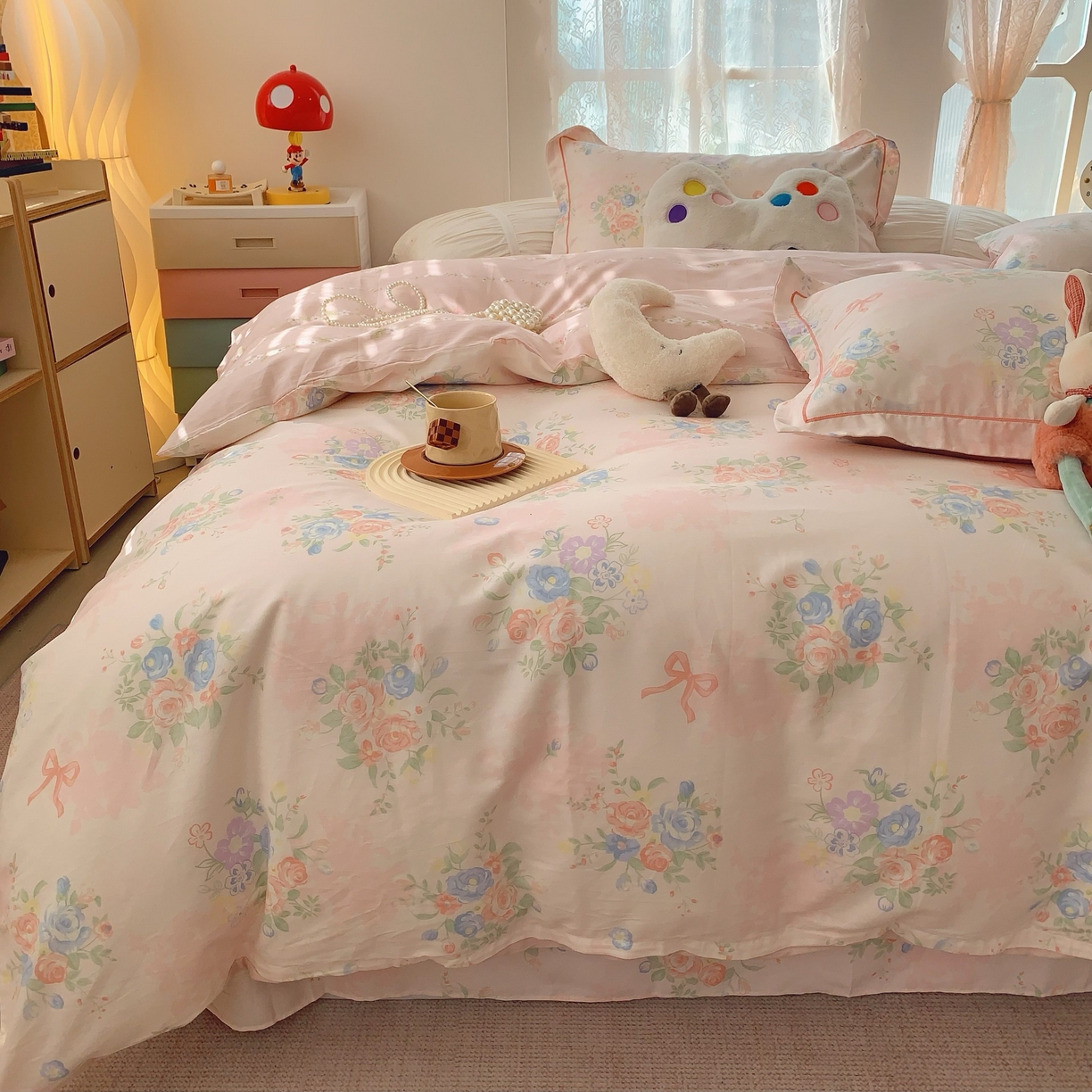 91家纺网 家纺一手货源 找家纺 莱豫家纺 2025新款小清新全棉纯棉四件套 白薇