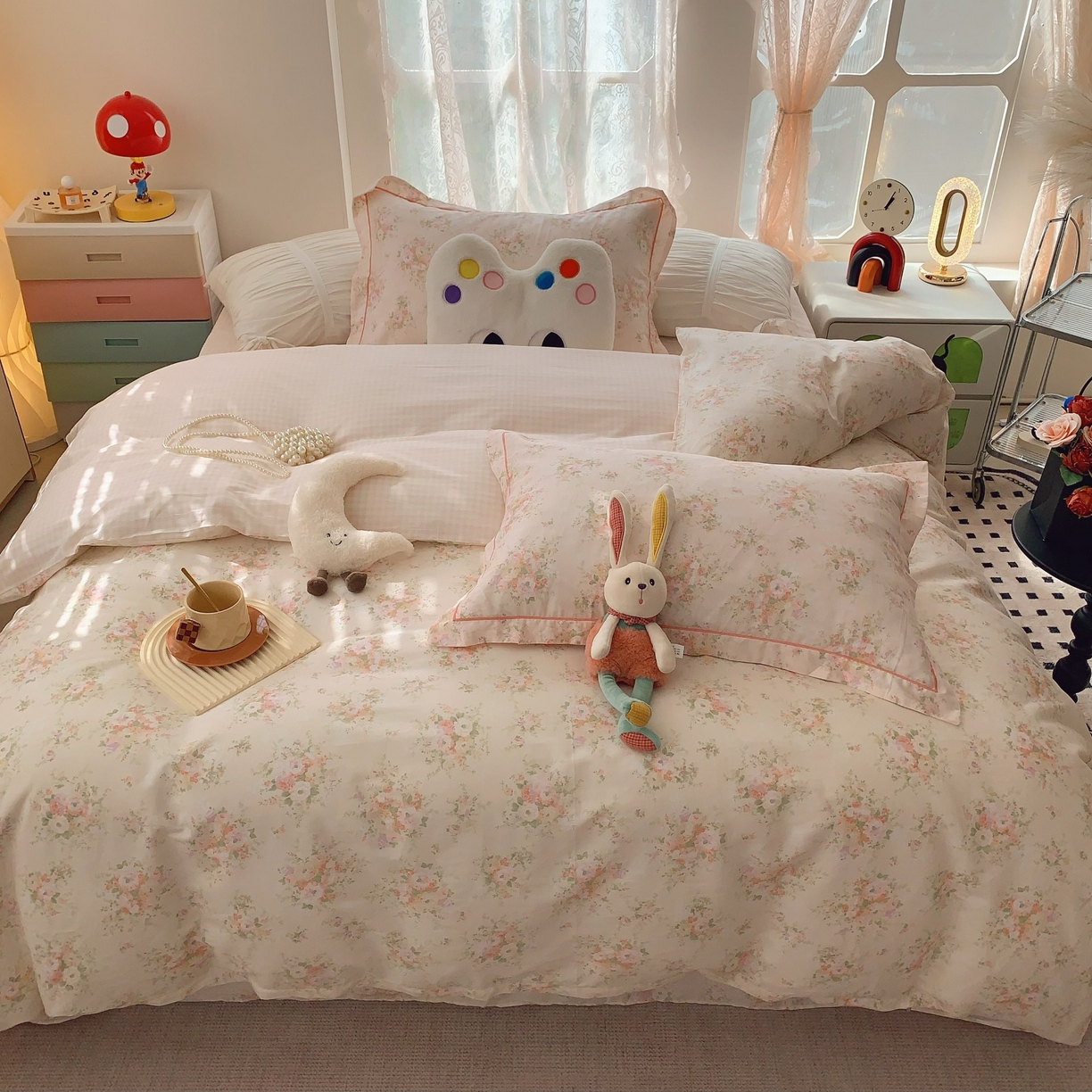 91家纺网 家纺一手货源 找家纺 莱豫家纺 2025新款小清新全棉纯棉四件套 锦绣米