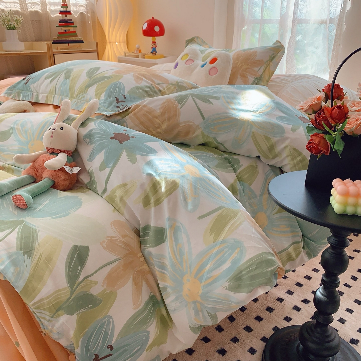 91家纺网 家纺一手货源 找家纺 莱豫家纺 2025新款小清新全棉纯棉四件套 雅蔓