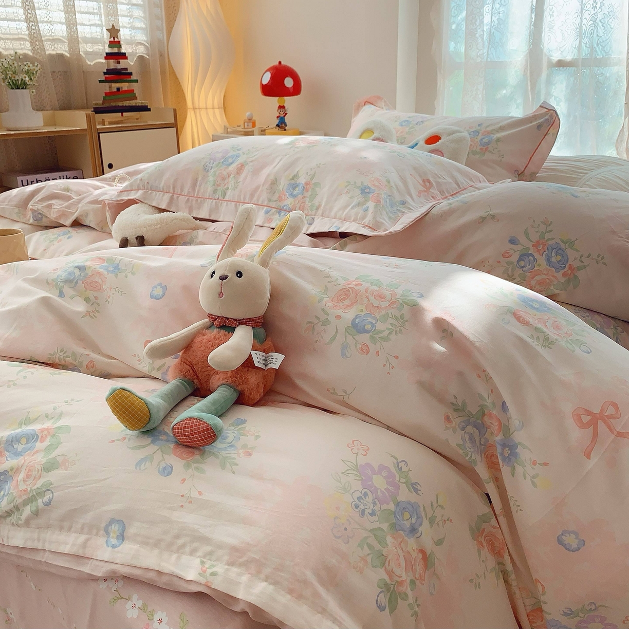 91家纺网 家纺一手货源 找家纺 莱豫家纺 2025新款小清新全棉纯棉四件套 白薇