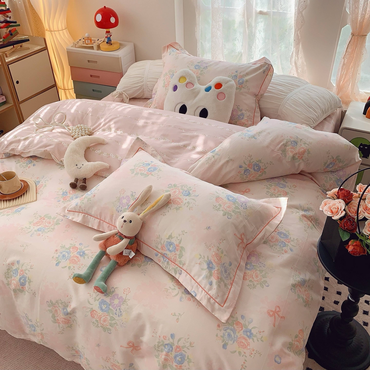 91家纺网 家纺一手货源 找家纺 莱豫家纺 2025新款小清新全棉纯棉四件套 白薇