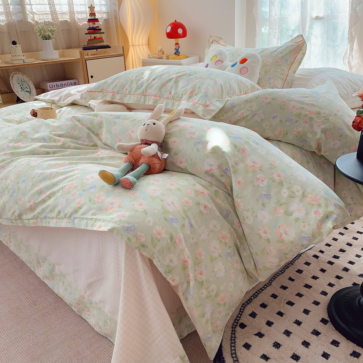 91家纺网 家纺一手货源 找家纺 莱豫家纺 2025新款小清新全棉纯棉四件套 小小花园