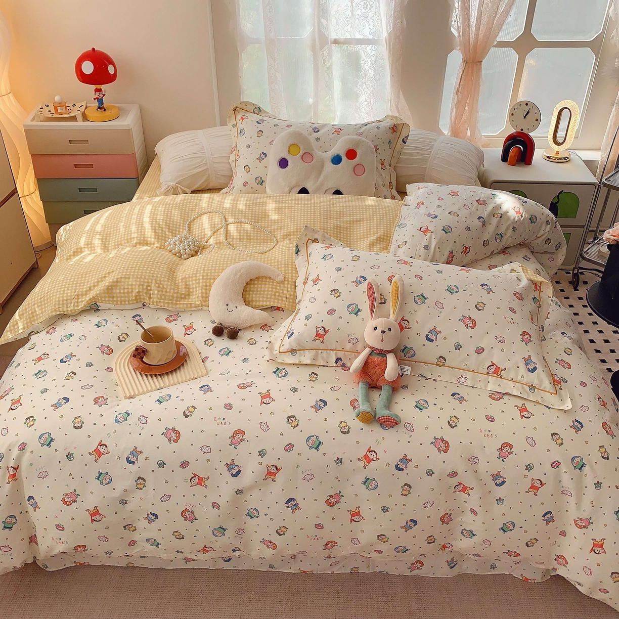 91家纺网 家纺一手货源 找家纺 莱豫家纺 2025新款小清新全棉纯棉四件套 童年