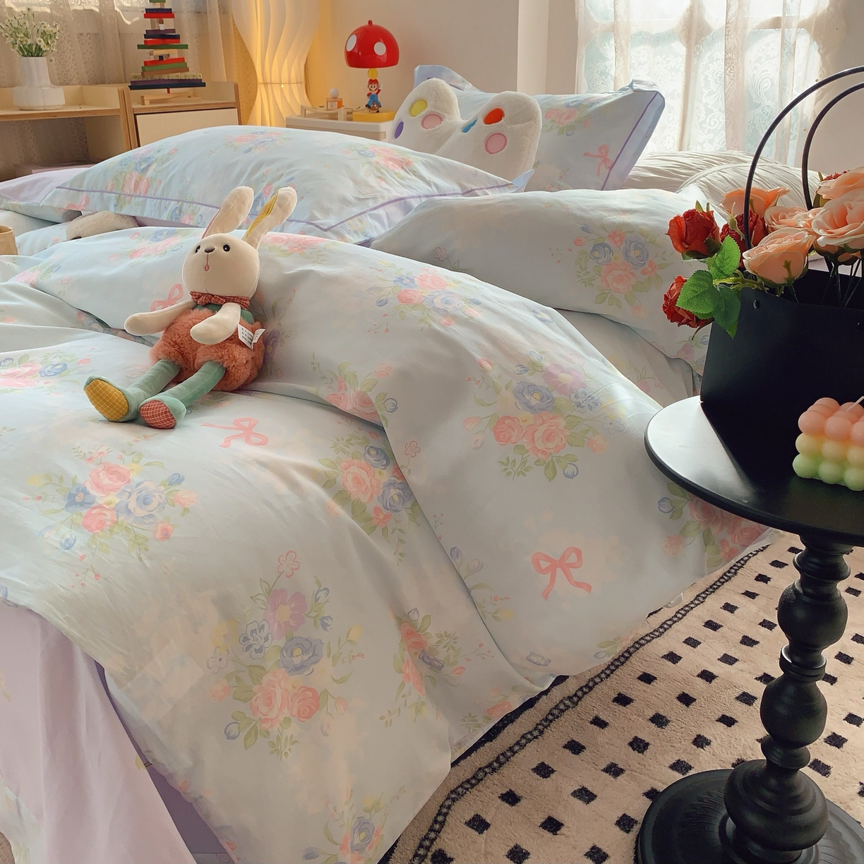 91家纺网 家纺一手货源 找家纺 莱豫家纺 2025新款小清新全棉纯棉四件套 春黛