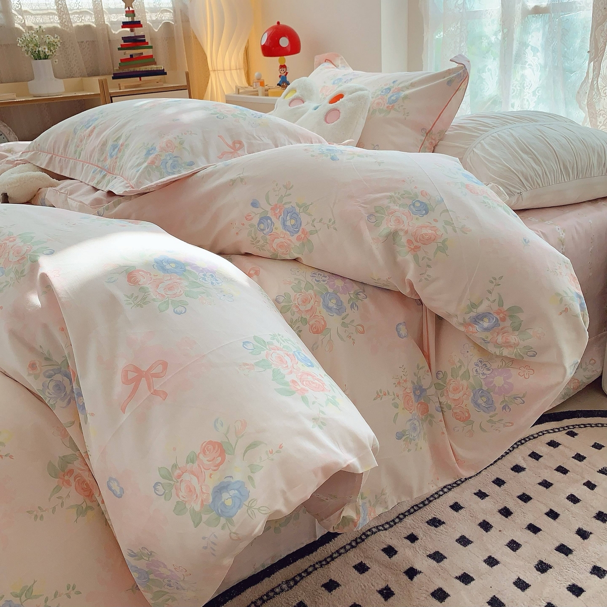 91家纺网 家纺一手货源 找家纺 莱豫家纺 2025新款小清新全棉纯棉四件套 白薇