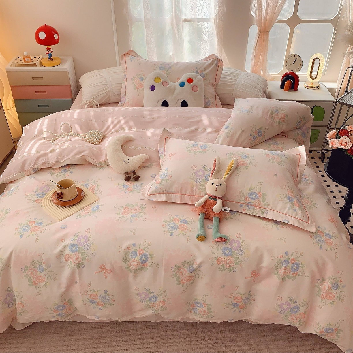 91家纺网 家纺一手货源 找家纺 莱豫家纺 2025新款小清新全棉纯棉四件套 白薇