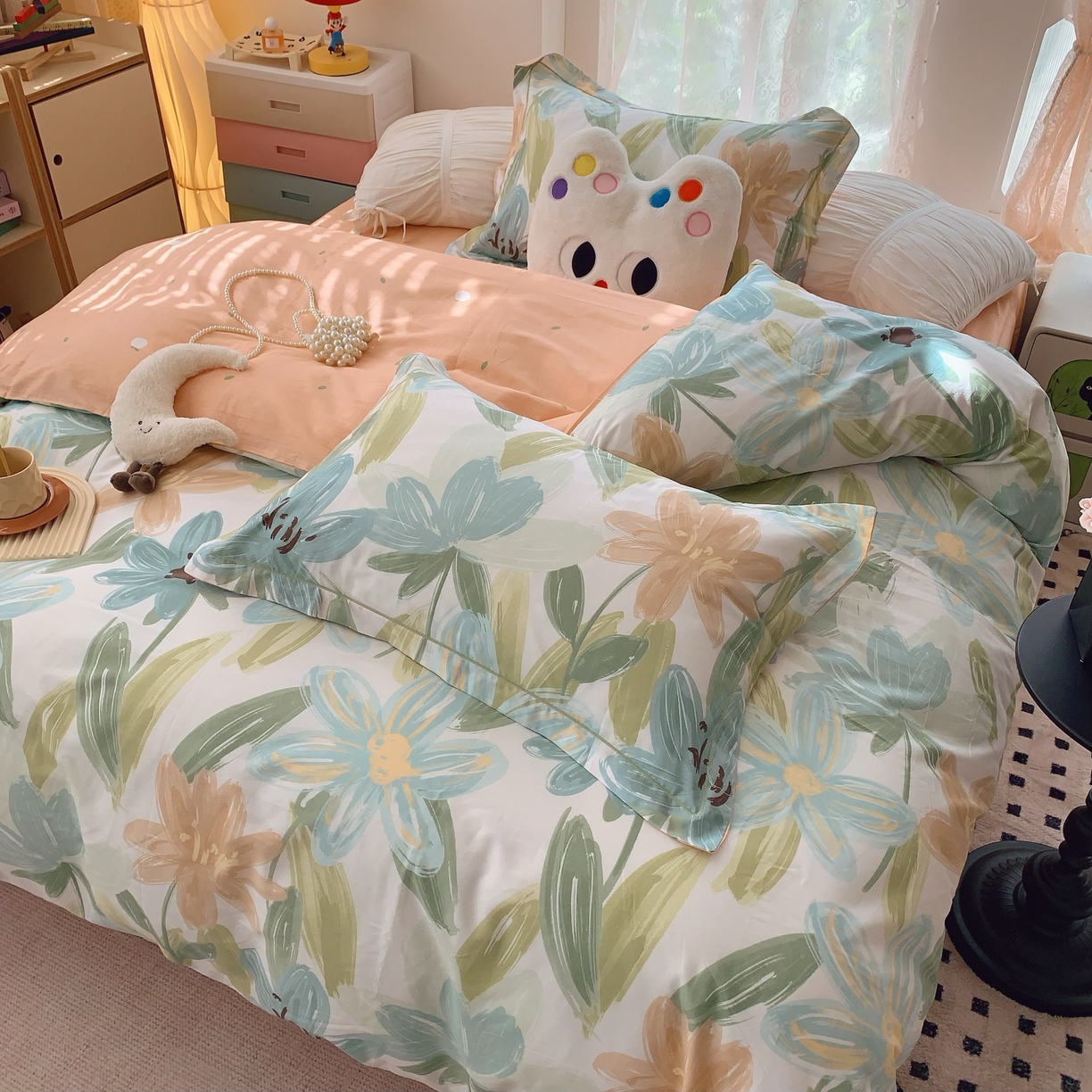 91家纺网 家纺一手货源 找家纺 莱豫家纺 2025新款小清新全棉纯棉四件套 雅蔓