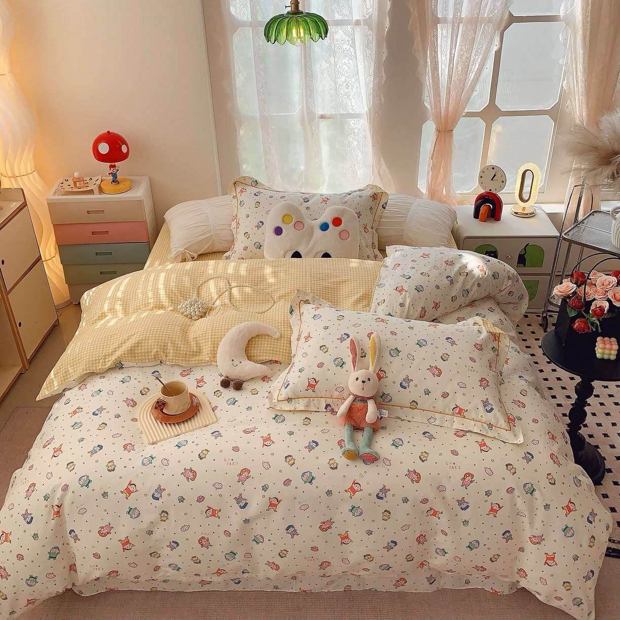 91家纺网 家纺一手货源 找家纺 莱豫家纺 2025新款小清新全棉纯棉四件套 童年