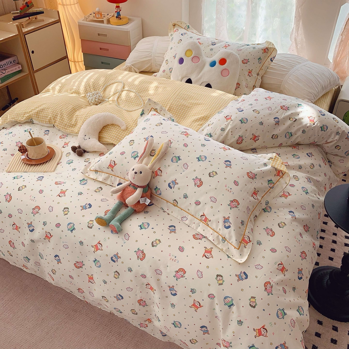 91家纺网 家纺一手货源 找家纺 莱豫家纺 2025新款小清新全棉纯棉四件套 童年