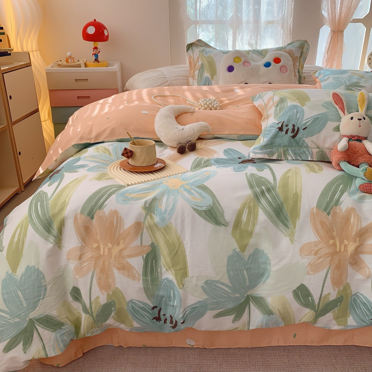 91家纺网 家纺一手货源 找家纺 莱豫家纺 2025新款小清新全棉纯棉四件套 雅蔓