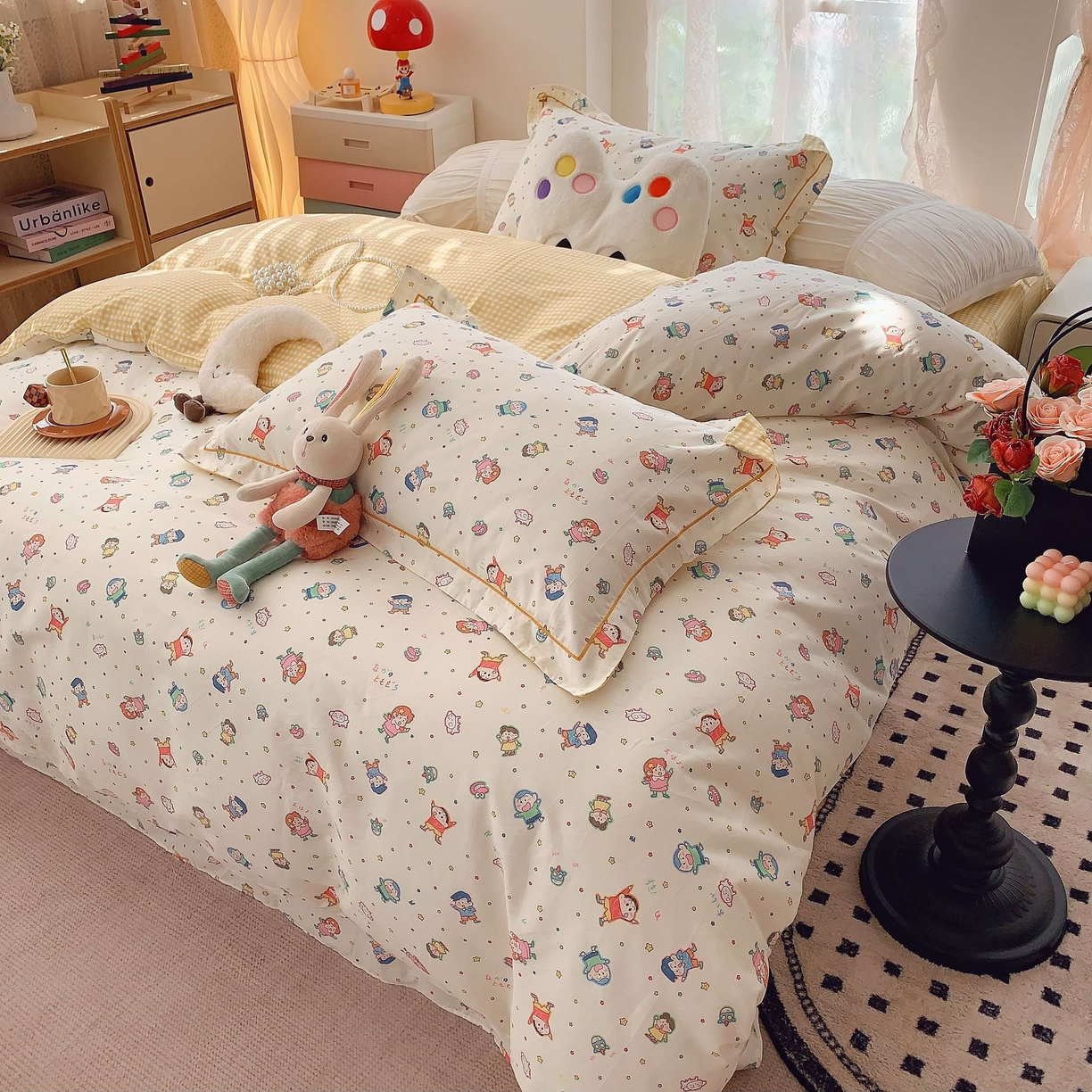 91家纺网 家纺一手货源 找家纺 莱豫家纺 2025新款小清新全棉纯棉四件套 童年