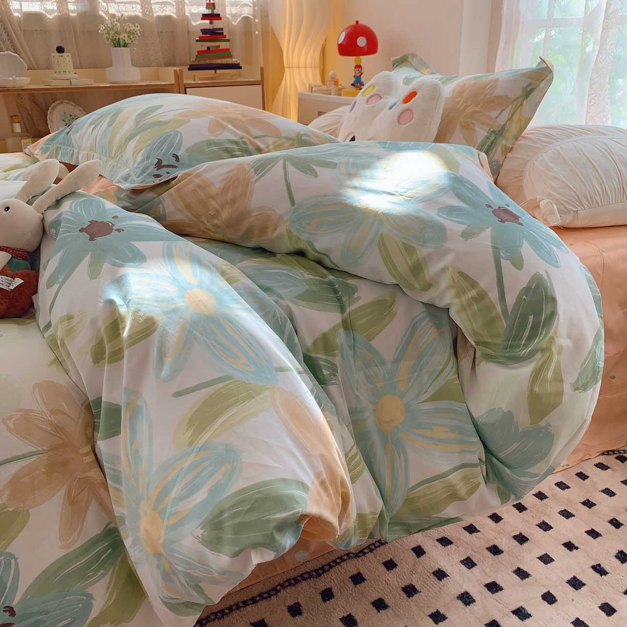 91家纺网 家纺一手货源 找家纺 莱豫家纺 2025新款小清新全棉纯棉四件套 雅蔓