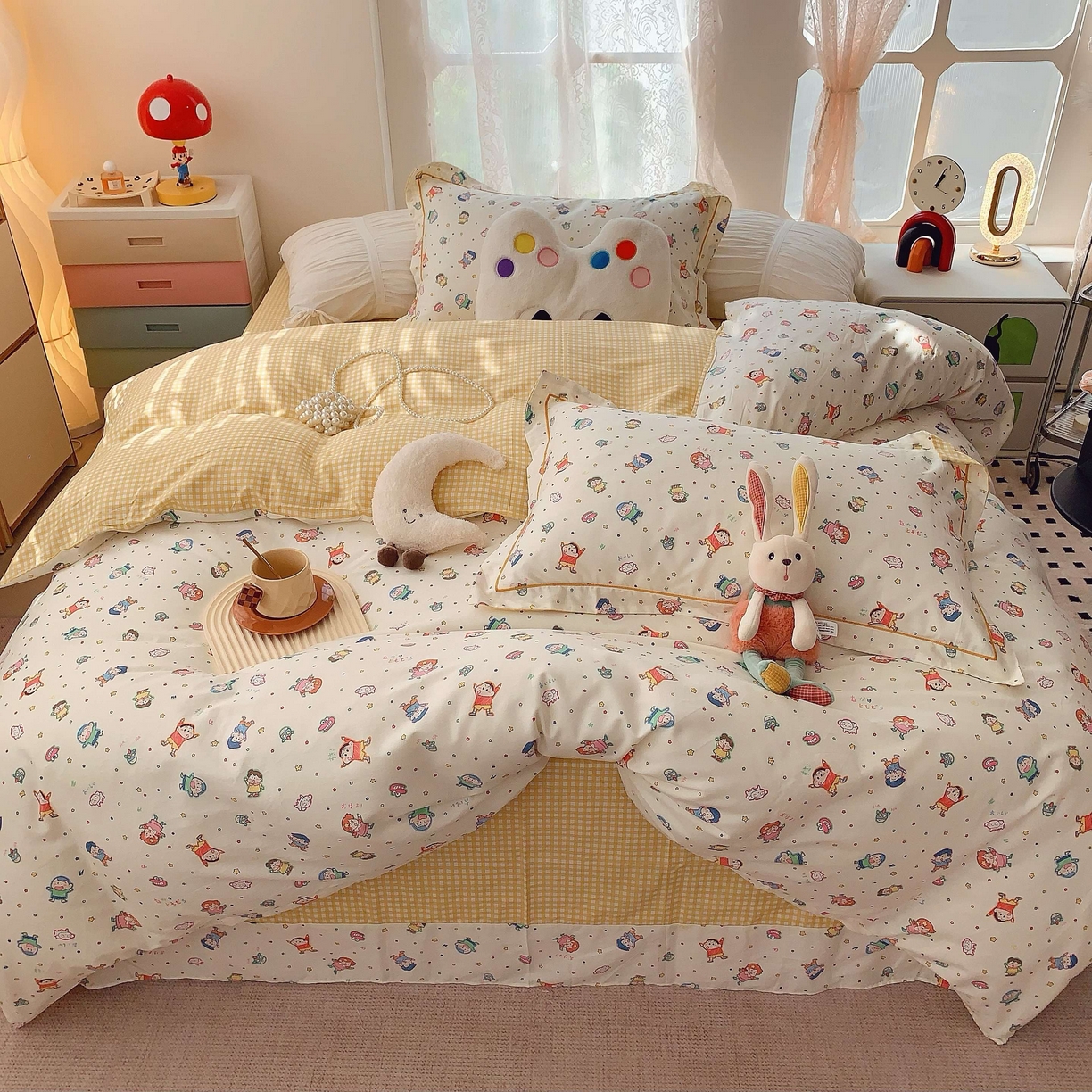 91家纺网 家纺一手货源 找家纺 莱豫家纺 2025新款小清新全棉纯棉四件套 童年