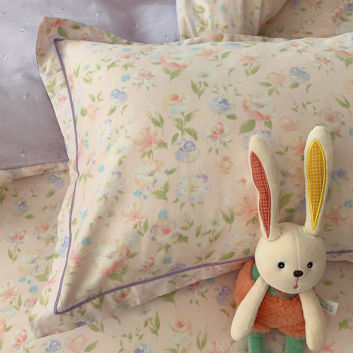 91家纺网 家纺一手货源 找家纺 莱豫家纺 2025新款小清新全棉纯棉四件套 甜橘