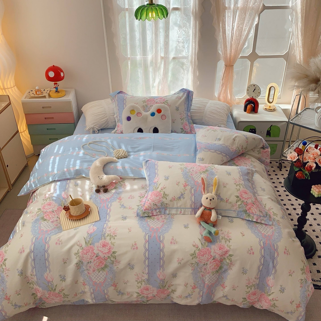 91家纺网 家纺一手货源 找家纺 莱豫家纺 2025新款小清新全棉纯棉四件套 仙本娜