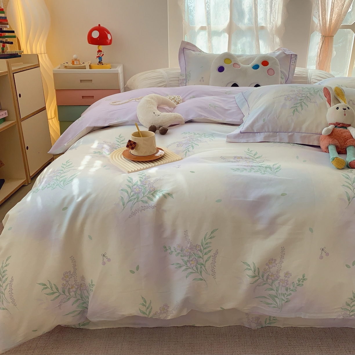 91家纺网 家纺一手货源 找家纺 莱豫家纺 2025新款小清新全棉纯棉四件套 芳华