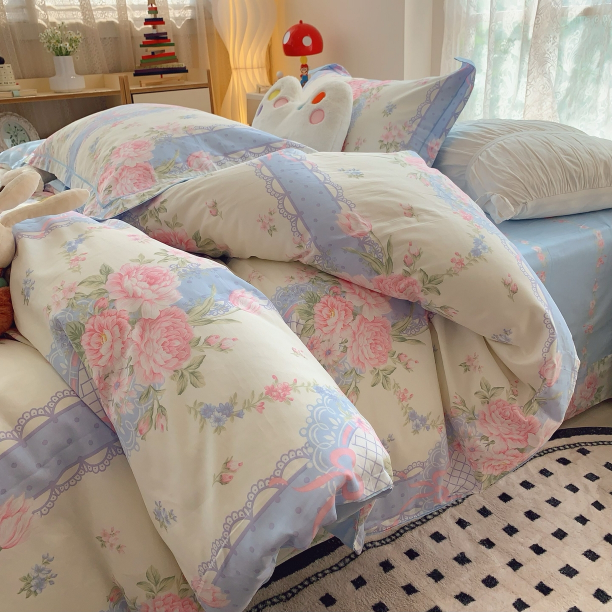 91家纺网 家纺一手货源 找家纺 莱豫家纺 2025新款小清新全棉纯棉四件套 仙本娜